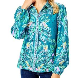 Lilly Pulitzer | Tavia Top in Valencia Teal Rain Forest